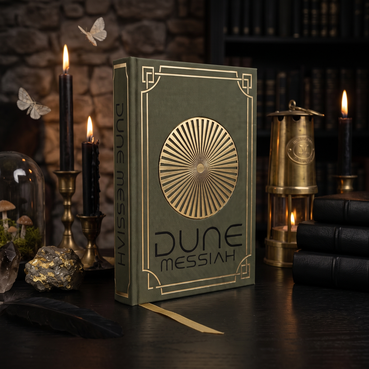 Spine and front cover of the Dune Messiah custom cloth-bound book
