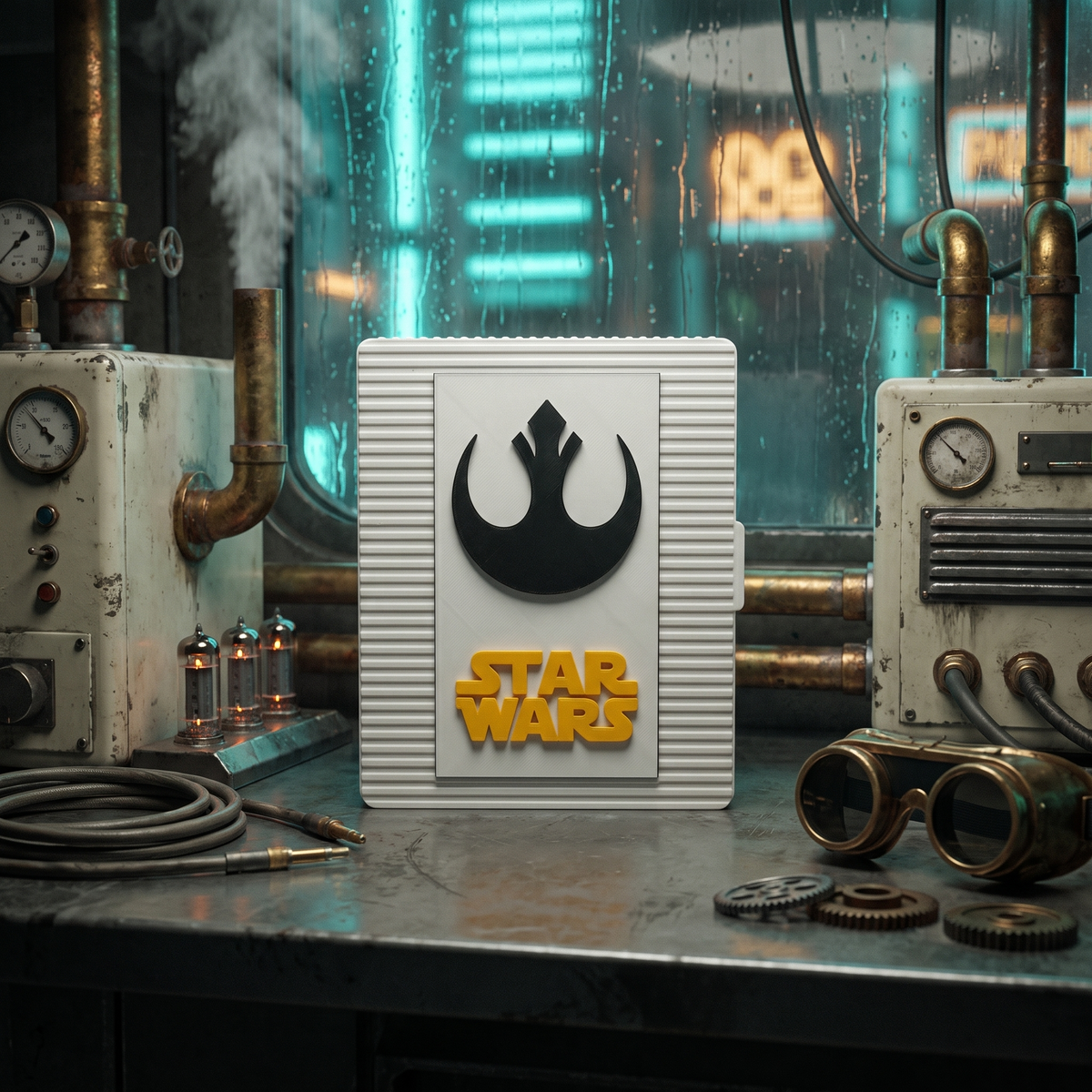 3D-printed white Star Wars book storage box for Dark Force Rising, closed