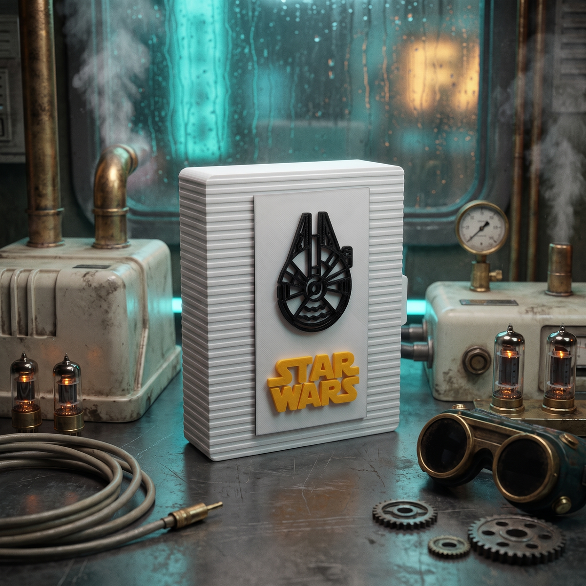 3D-printed white Star Wars book storage box for The Last Command, closed