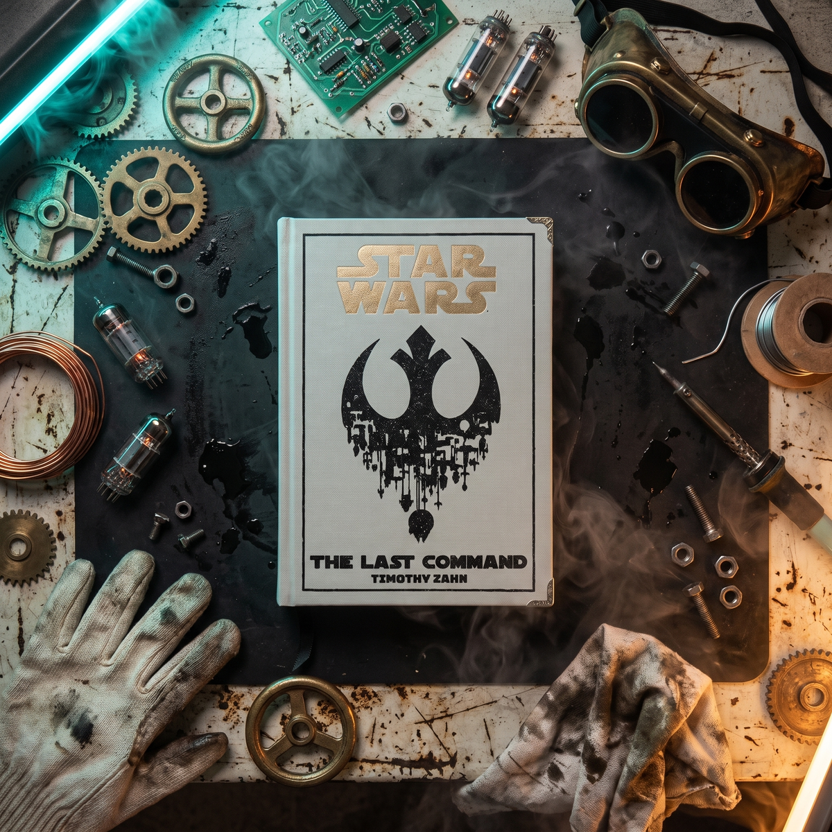 Star Wars: The Last Command custom cloth-bound book, overhead flat lay on a workshop mat