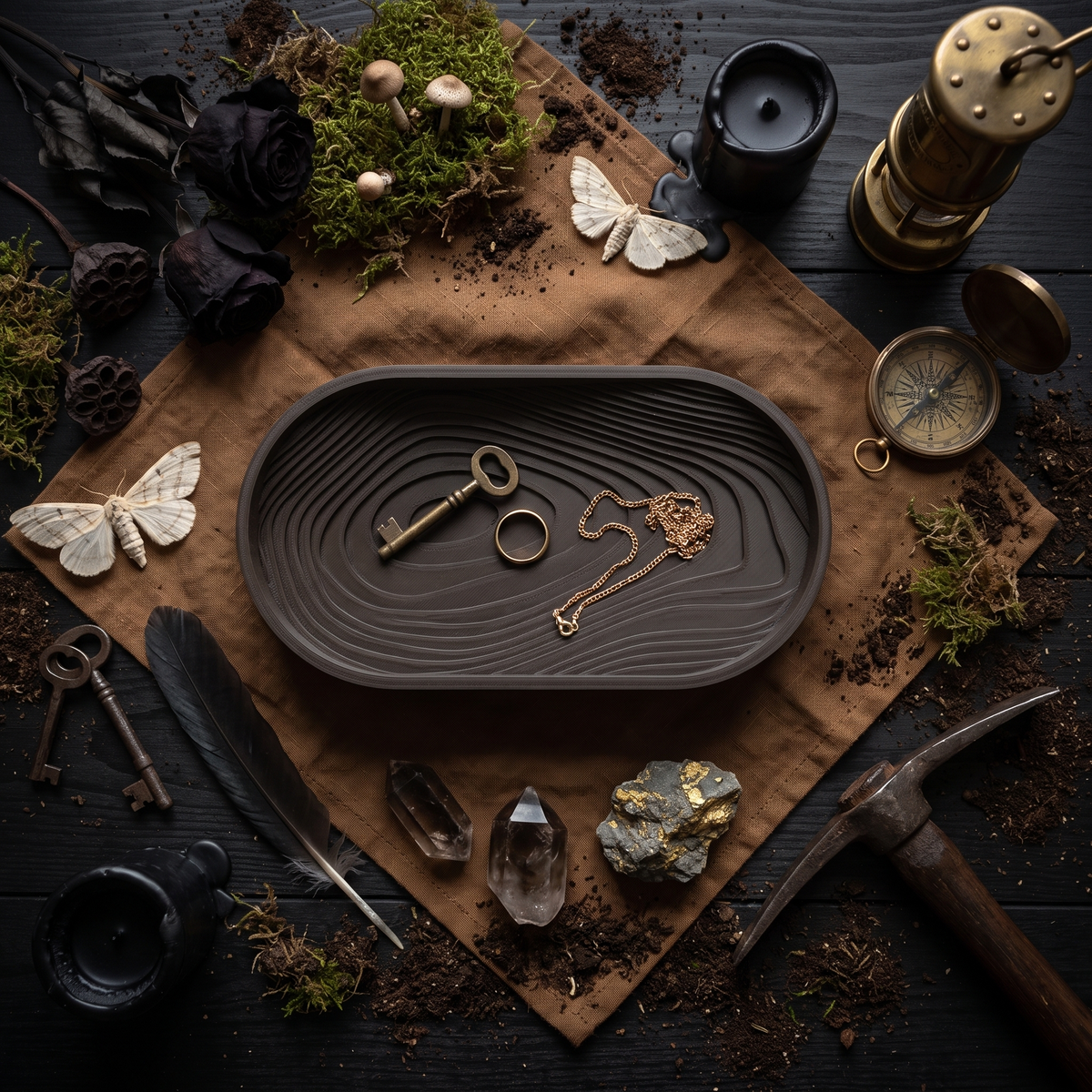 Topography 3D-printed dish, overhead flat lay
